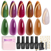 Beetles Gel Polish set de ojos gato, 6 colores para uñas con efecto elegante.
