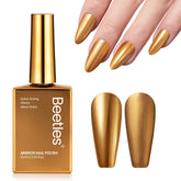 Beetles Mirror Gold, acabado espejo brillante para uñas glamorosas en eventos.