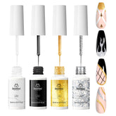 Beetles Nail Art Liner Gel Set en dorado, ideal para trazos finos y acabado elegante.