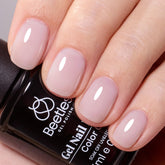 Beetles Nude Gel Polish, bote 15 ml, acabado translúcido para uñas limpias.