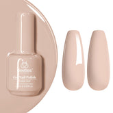 Beetles Nude Gel Polish frente al frasco, color Leche de Avellana
