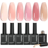 Beetles Nude Gel Set con seis tonos nude ofrece un acabado translúcido para uñas