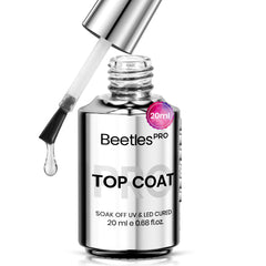 Beetles Pro Gel Top Coat en bote de 20 ml con brillo duradero para uñas