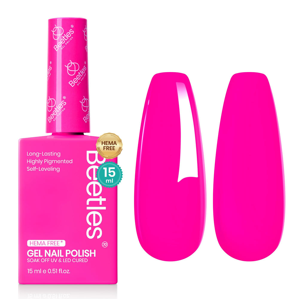 Beetles rosa neon: botella que coincide con el tono para una selección precisa.
