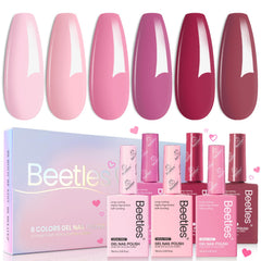 Beetles gel polish de San Valentín, set de 6 colores para un look romántico.