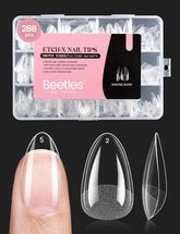 Beetles Soft Gel Nail Tips: almendra corta, 288 piezas, ajuste perfecto para uñas naturales