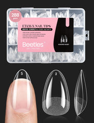 Beetles Soft Gel Nail Tips: almendra corta, 288 piezas, ajuste perfecto para uñas naturales