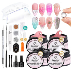 Beetles Solid Builder Gel kit para uñas con diseño 3D y cuatro colores