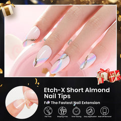 Beetles Tips uñas almendra corta con borde delgado para ajuste natural