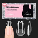 Beetles tips de uñas corto coffin, 576 piezas, facilita una manicura rápida.