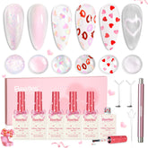 Beetles Valentín: set de capas superiores con corazones para manicura festiva y duradera.