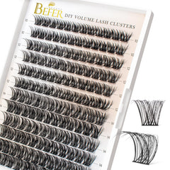 BEFER Beauty lash clusters D Curl, 144 piezas para volumen intenso en casa.