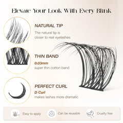 BEFER Beauty lash clusters 10-16mm, mezcla para efecto muñeca o mirada felina.