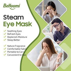 BeHoomi calor suave de 40-45 °C para comodidad ocular durante su uso.