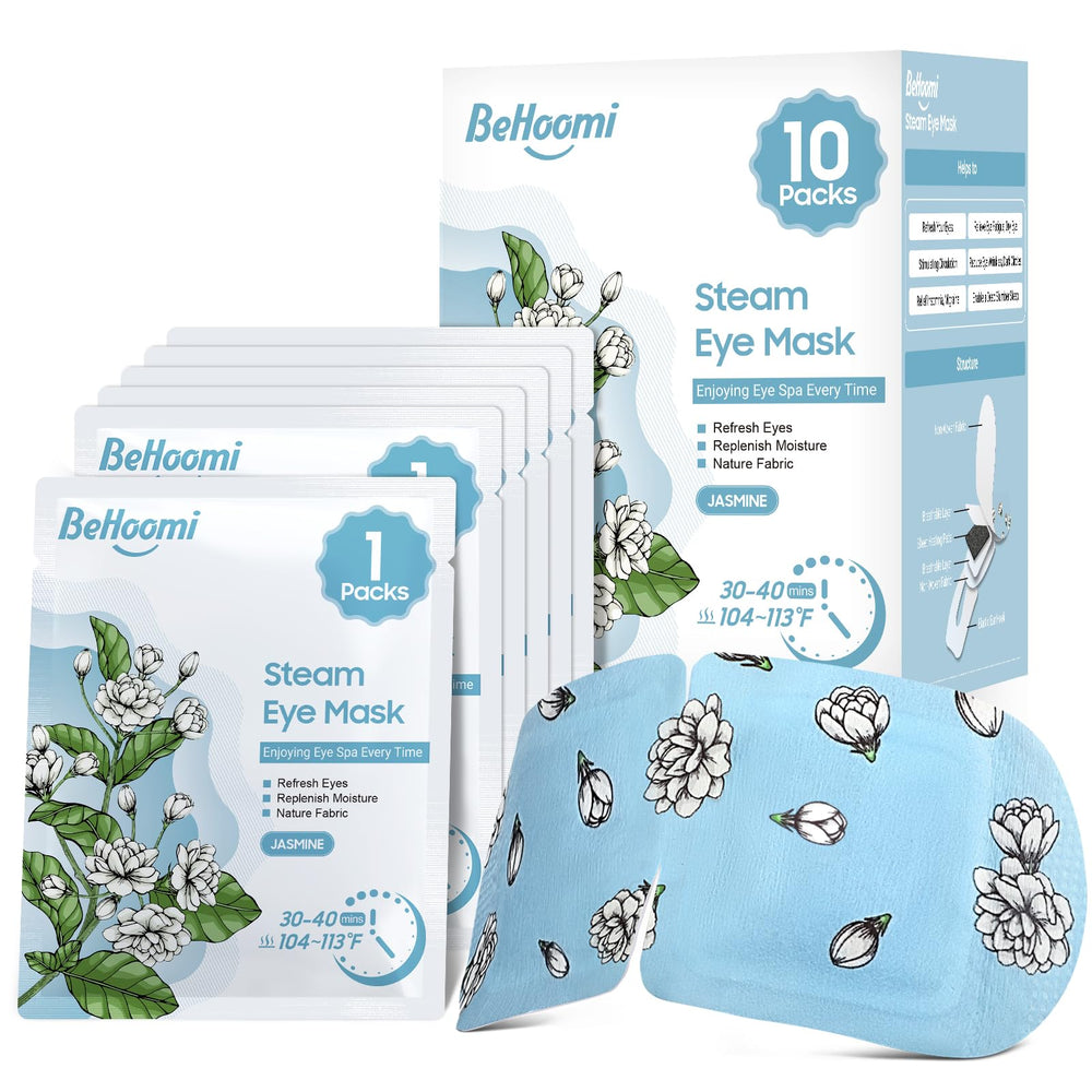 BeHoomi mascarilla ocular termica desechable en empaque, práctica para viaje