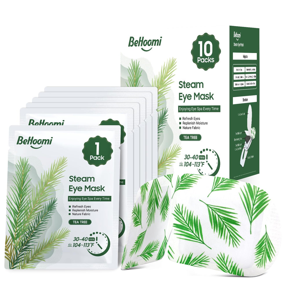 BeHoomi mascarilla ocular a vapor con empaque de 10 unidades para relajación diaria