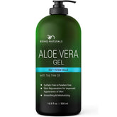 Being Naturals gel de aloe vera en frasco, hidratación suave para rostro y cuerpo.