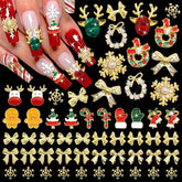 BELICEY lazo dorado 3D para uñas, ideal para decoraciones navideñas