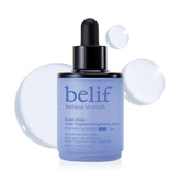 belif super-drops multi-7 serum bouteille élégante offrant hydratation durable 24 heures.