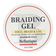 BELLATIQUE gel, cabello natural y trenzas, suaviza y controla el aspecto.