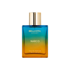 Bellavita Narco Unisex Perfume en botella frontal, fragancia duradera para cualquier ocasión.