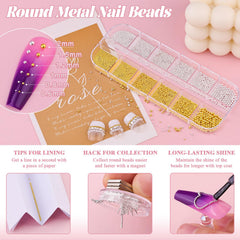 BELLEBOOST cuentas caviar metal plata-oro mini para acentos elegantes en uñas.