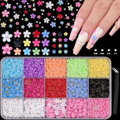 BELLEBOOST flores 3D coloridas para uñas, ideal para decoraciones llamativas.
