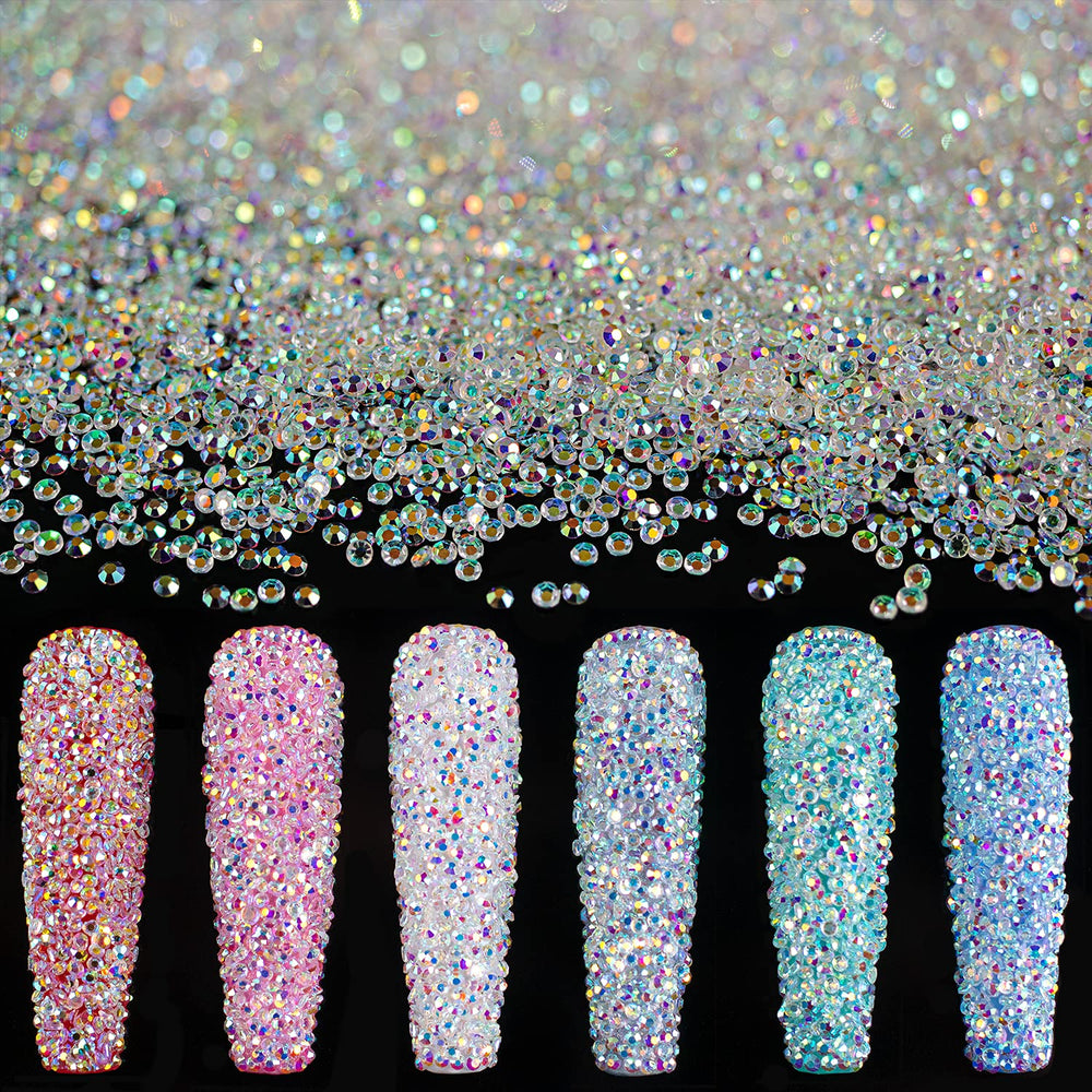 Piedras BELLEBOOST 1,2 mm AB iridiscentes para uñas con brillo espejo.