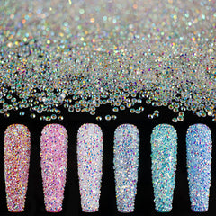 Piedras BELLEBOOST 1,2 mm AB iridiscentes para uñas con brillo espejo.