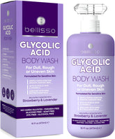 Bellisso limpiador corporal glicólico: botella exfoliante para piel suave