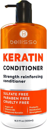 Bellisso Keratina: textura cremosa del acondicionador para cabello suave.