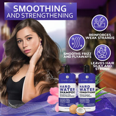 Bellisso hard water conditioner bottle for smoother, softer hair after cleansing.
