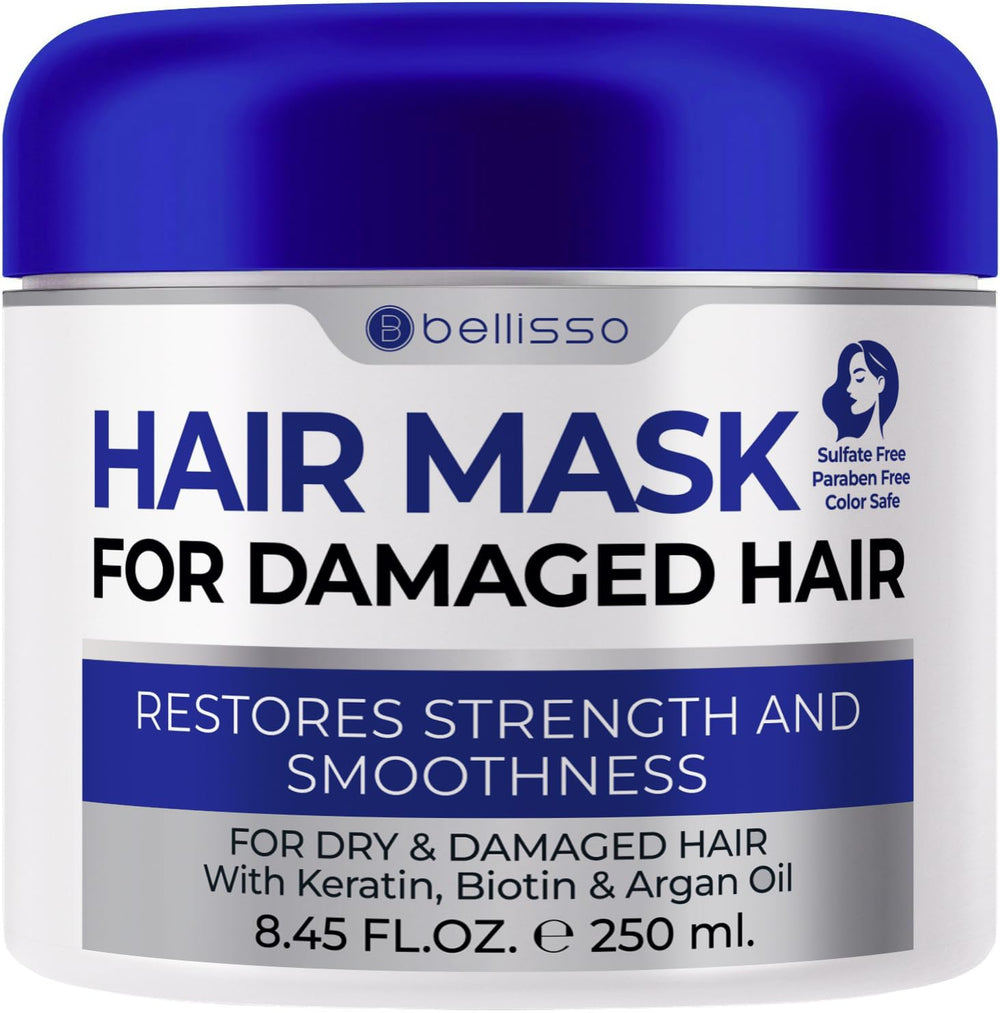 Bellisso Mascarilla para cabello dañado, reparación profunda para puntas abiertas.