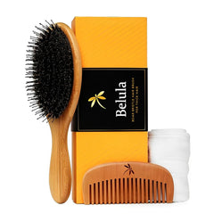 Belula cepillo cerdas jabalí para cabello grueso distribuye sebo y brillo.