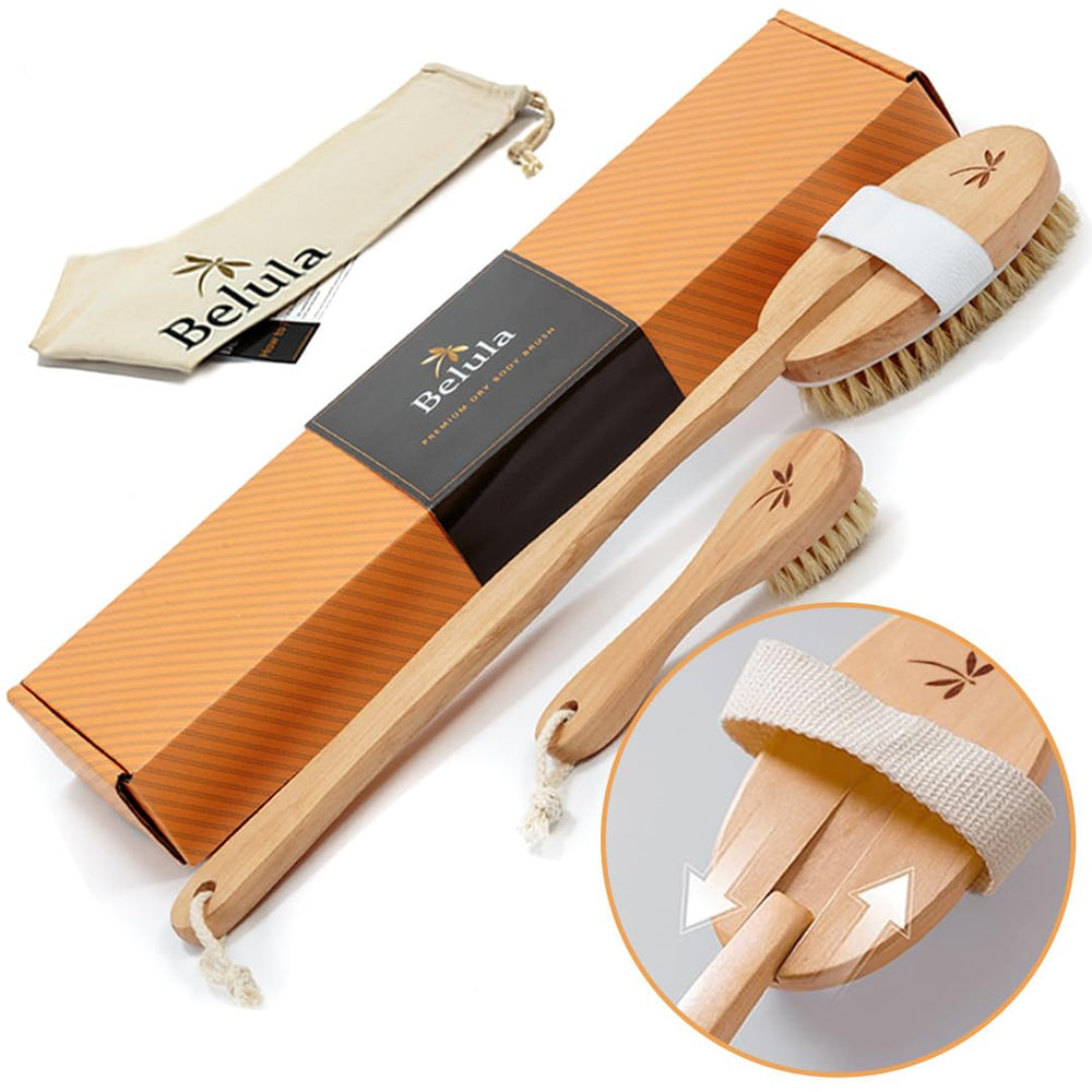 Belula set de cepillo corporal de cerdas naturales para exfoliación suave