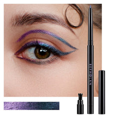 BEPHOLAN Northern Light metallic eyeliner swatch with blue-purple shimmer on lids.