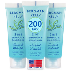 Champú 2 en 1 Bergman Kelly de viaje 1 oz, aroma cascada tropical