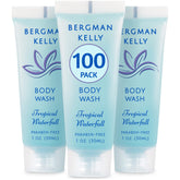 Gel de ducha Bergman Kelly de 1oz con cascada tropical, ideal para viajes.