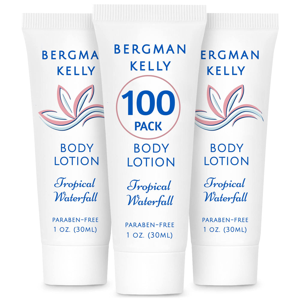 Loción de viaje Bergman Kelly con aroma cascada tropical para huéspedes.