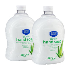 Jabón líquido Berkley Jensen Aloe Vera, botella de 64 oz, pack de 2 para uso diario.