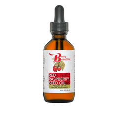 Berry Beautiful botella de aceite de semilla de frambuesa para hidratación ligera.