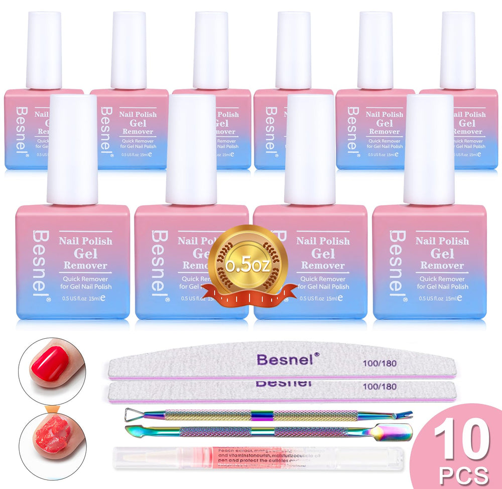 BESNEL quitaesmalte gel 10pack para uso doméstico fácil y rápido.