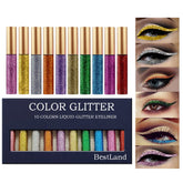 BestLand delineador líquido brillo 10 colores para un look duradero y deslumbrante.