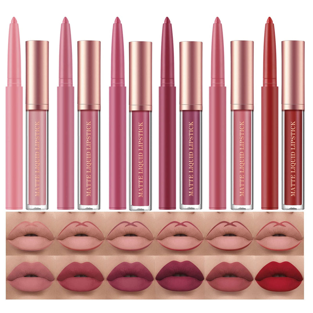 BestLand set labiales líquidos mate 12 piezas, color intenso y duradero.