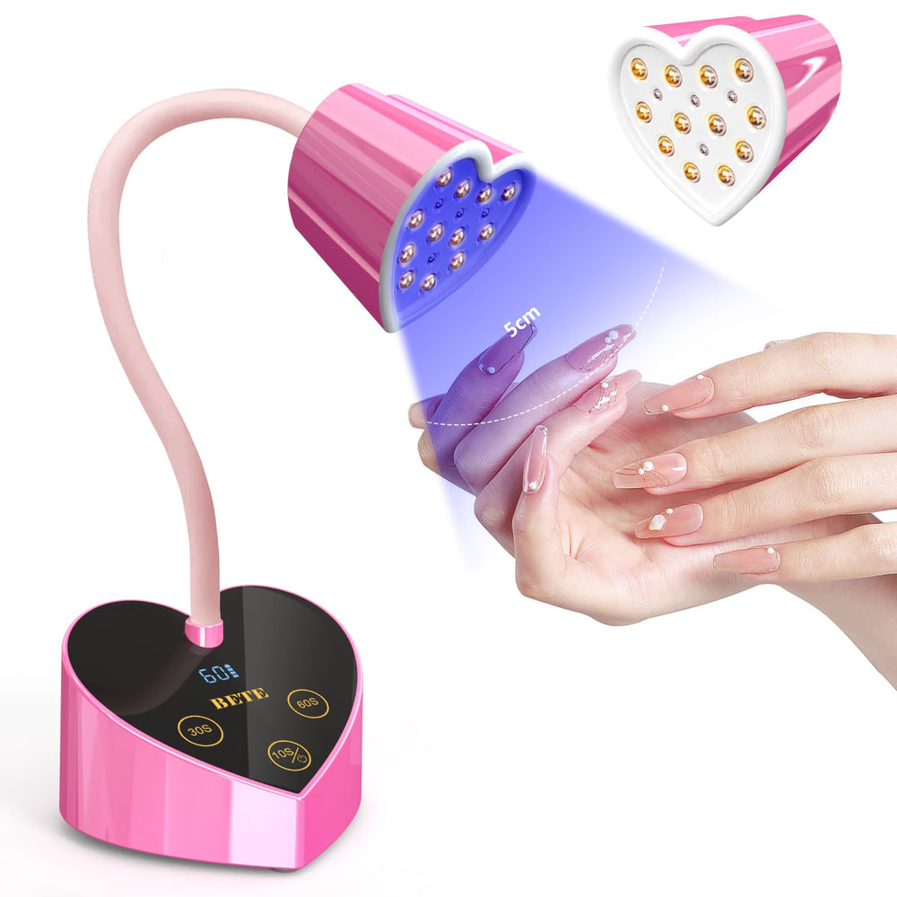 Lámpara BETE Mini UV para uñas con curado 360° para resultados uniformes.