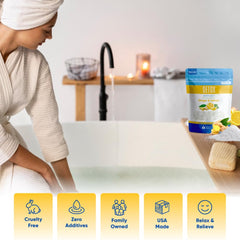 Cristales de vitamina C para baño de Better Bath Better Body, equilibrio sensorial.