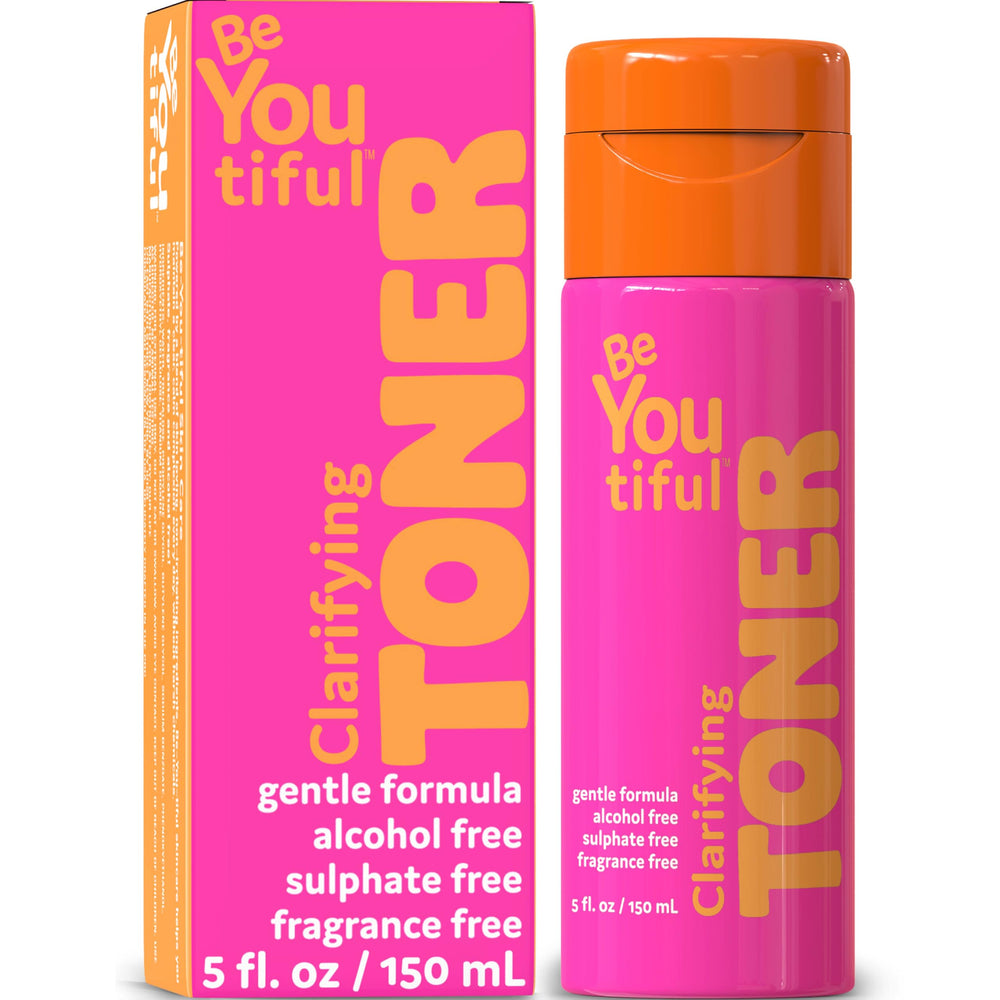 BeYoutiful Tónico Clarificador Facial con etiqueta clara para piel sensible.