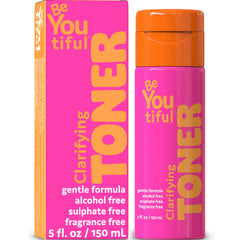 BeYoutiful Tónico Clarificador Facial con etiqueta clara para piel sensible.