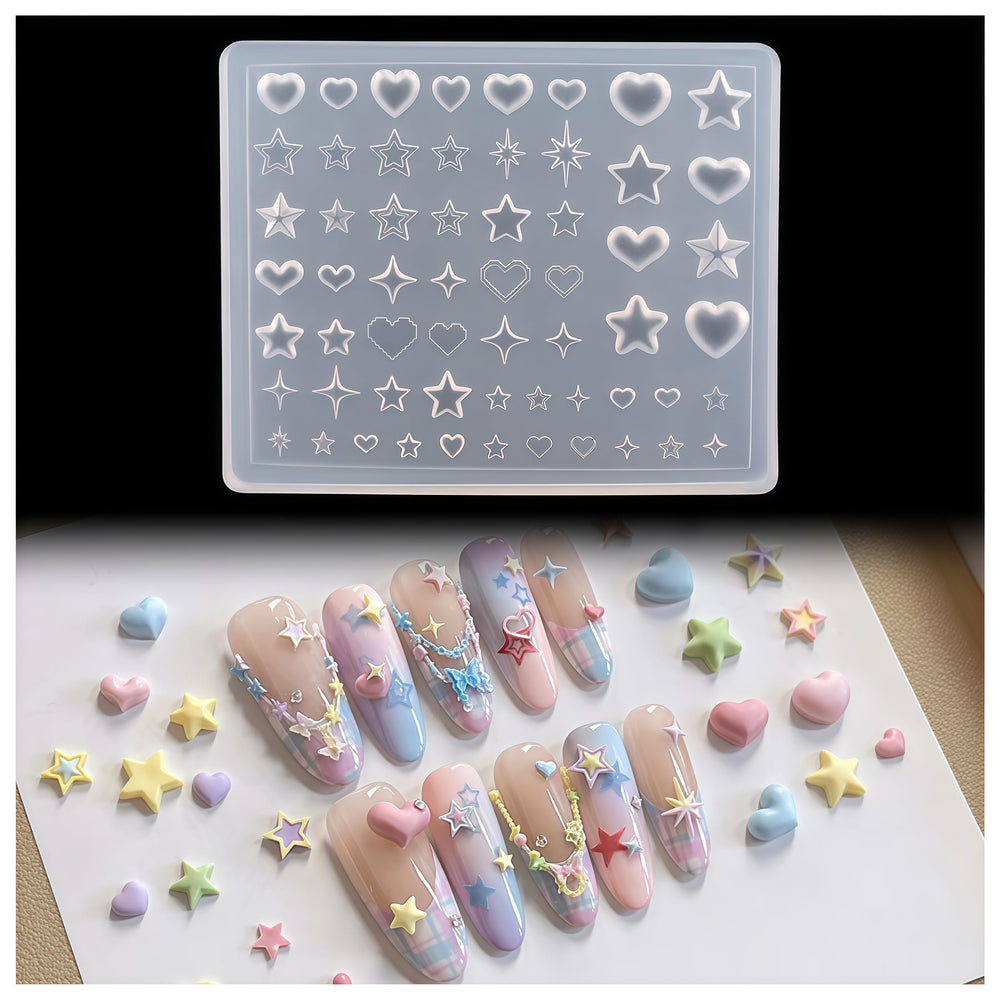BHCCXZ moldes 3D para uñas con corazones, perfecto para añadir volumen y romanticismo