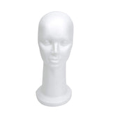 La cabeza maniquí de espuma blanca de BHD Beauty, frontal, ideal para peinar y exhibir pelucas.